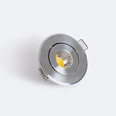 Inbouwspot zilver rond 1W COB LED warm wit zaagmaat 45mm 2700k