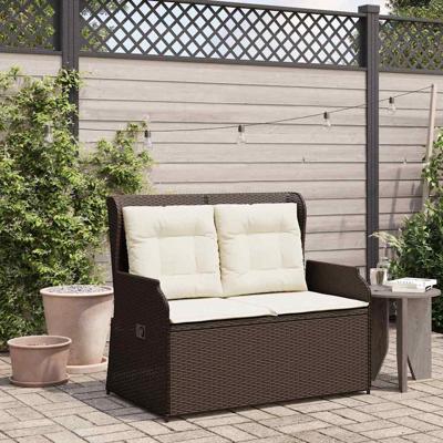Tuinbank met kussen Bruin Poly riet