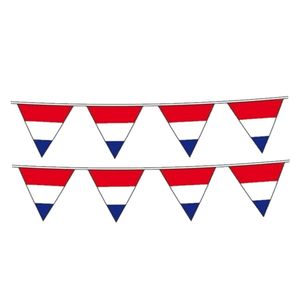 2x stuks vlaggetjes vlag kleuren rood-wit-blauw Holland plastic 10 meter - Vlaggenlijnen