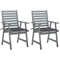 vidaXL Tuinstoelen 2 st met kussens massief acaciahout - thumbnail