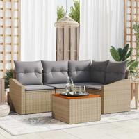 Tuinbankenset met kussen 5 pcs Beige poly rattan