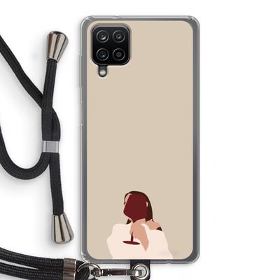 I drink wine: Samsung Galaxy A12 Transparant Hoesje met koord