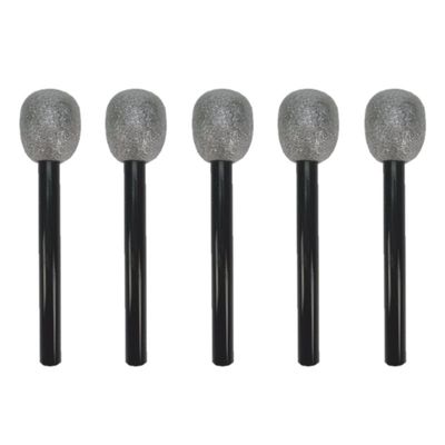 Set van 10x nep microfoons zwart/zilver 30 cm