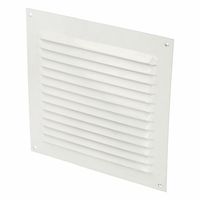 AMIG Ventilatie/muurrooster met gaas - 150 x 150mm - aluminium - wit - schoepenrooster