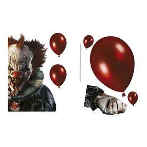 Horror raamstickers terror clown - 30 x 40 cm - herbruikbaar - Halloween thema decoratie/versiering