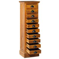 The Living Store Opbergkast - Massief teakhout - 35 x 30 x 120 cm - Met 10 lades