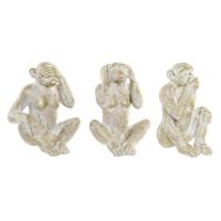 Decoratieve figuren Home ESPRIT Gouden Aap Tropisch 21 x 17 x 25 cm (3 Stuks)