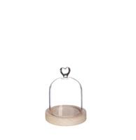 Stolp hart met houten basis Ø10xH13cm