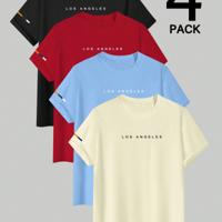 Bon&Bon Men's Letter Print Short Sleeve T-Shirt - 4 Piece Set Multicolor6 / XL