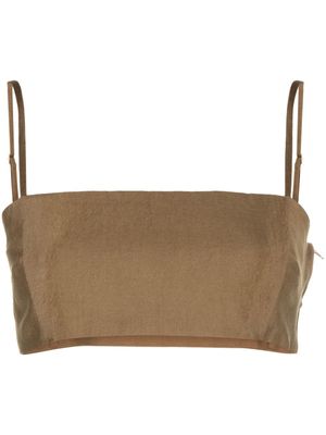 Cult Gaia haut crop Tereza à encolure carrée - Marron