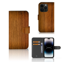 iPhone 15 Pro Book Style Case Donker Hout