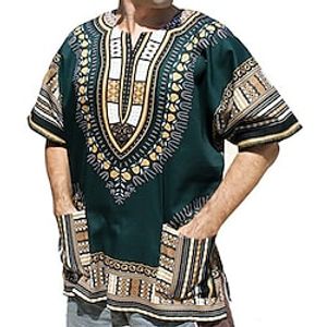 Voor heren Moderne Afrikaanse outfits Grote maten Afrikaanse print Dashiki Maskerade Volwassenen Top Feest Lightinthebox