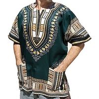 Voor heren Moderne Afrikaanse outfits Grote maten Afrikaanse print Dashiki Maskerade Volwassenen Top Feest Lightinthebox - thumbnail