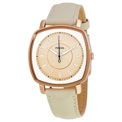Horlogeband Fossil ES3997 Leder Beige 18mm