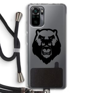 Angry Bear (black): Xiaomi Redmi Note 10 Pro Transparant Hoesje met koord