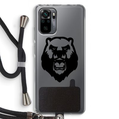 Angry Bear (black): Xiaomi Redmi Note 10 Pro Transparant Hoesje met koord