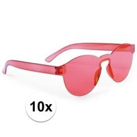 10x Rode verkleed zonnebrillen voor volwassenen   -
