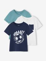 Set van 3 geassorteerde jongens-T-shirts met korte mouwen nachtblauw