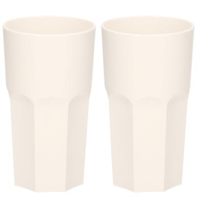 Drinkglas - 2x - onbreekbaar - retro - wit - kunststof - 330 ml - Onbreekbare drinkglazen
