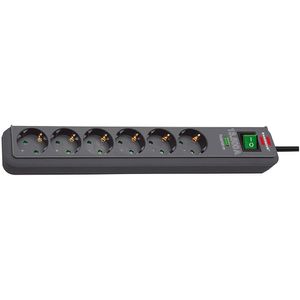 Brennenstuhl 1159710515 Eco-Line PDU Stekkerdoos 6 Sockets met Schakelaar en Overspanningsbeveiliging Zwart -5 meter