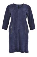Yoek Dress zip pockets suede | Blauw | Maat 50