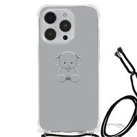 iPhone 14 Pro Stevig Bumper Hoesje Grijs Baby Olifant - thumbnail