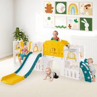 Kinderglijbaan met Klimrek & Schommel Glijbaan set met Schommel Groen + Geel