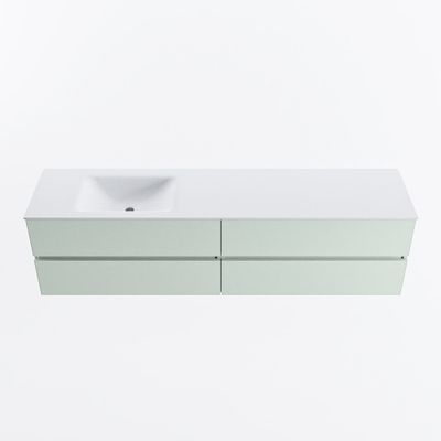 MONDIAZ VICA 190cm badmeubel onderkast Greey 4 lades. Wastafel CLOUD links 1 kraangat, kleur Talc.