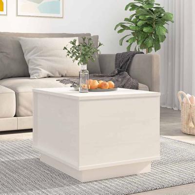 Salontafel 40x50x35 cm massief grenenhout wit