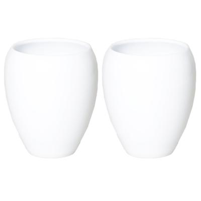Floran Vaas - 2x stuks - wit - glanzend - keramiek - 16 x 19 cm - bloemenvaas