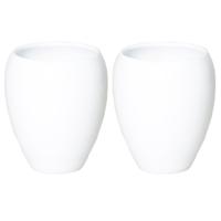 Floran Vaas - 2x stuks - wit - glanzend - keramiek - 16 x 19 cm - bloemenvaas