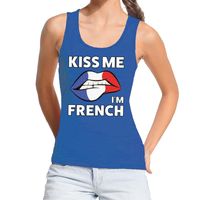 Kiss me I am French fun-t tanktop blauw voor dames XL  -