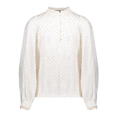 Geisha winter blouse meisjes - wit/zwart - shiny stippen