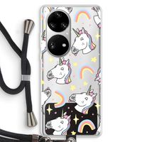 Rainbow Unicorn: Huawei P50 Pro Transparant Hoesje met koord