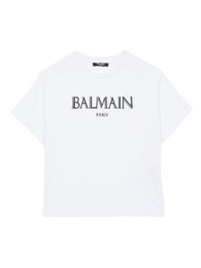 Balmain Kids t-shirt Roman à logo imprimé - Blanc