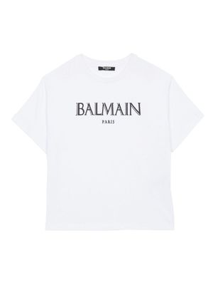 Balmain Kids t-shirt Roman à logo imprimé - Blanc