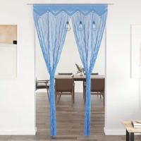 VidaXL Gordijn macramé 140x240 cm katoen blauw