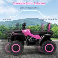 Kinder-ATV 24V 2-zits 4-wiel Quad Elektrisch Voertuig met 4 Motoren Zachte Start & Vering LED-lampen Muziek Kinderauto Roze