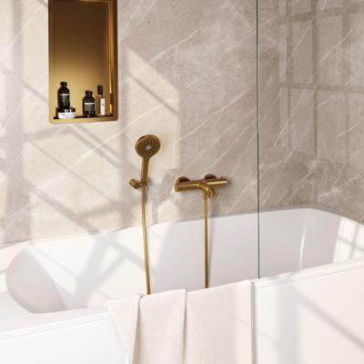 Brauer Gold Edition Badkraan - douchegarnituur - handdouche rond 3 standen - gladde knop - PVD - geborsteld goud 5-GG-233