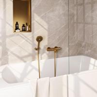 Brauer Gold Edition Badkraan - douchegarnituur - handdouche rond 3 standen - gladde knop - PVD - geborsteld goud 5-GG-233