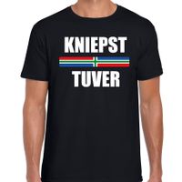 Kniepst tuver met vlag Groningen t-shirts Gronings dialect zwart voor heren