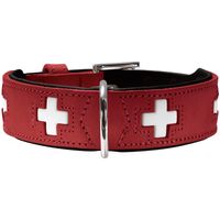 Hunter Collar Swiss Zwart, Rood Leer Medium Hond Standaard halsband - thumbnail