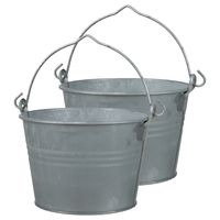 2x Stuks Emmer/plantenpot 3 liter - D22 x H14 cm - zink - met handvat - thumbnail