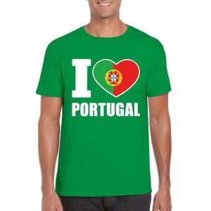 Groen I love Portugal fan shirt heren