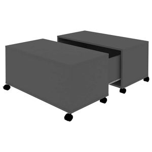 The Living Store Salontafel Spaanplaat Grijs 75x75x38 cm Uitschuifbaar