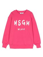 MSGM Kids sweat en coton à logo imprimé - Rose - thumbnail