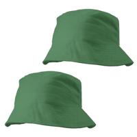 Zonnehoedje/vissershoedjes voor volwassenen - 2x stuks - groen - 100% katoen - Zon bescherming