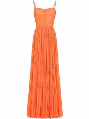 Dolce & Gabbana robe longue à design plissé - Orange