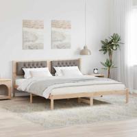 Bedframe met hoofdeinde Taupe 160 x 200 cm Massief grenenhout