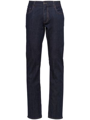 Prada jean droit à coutures contrastantes - Bleu